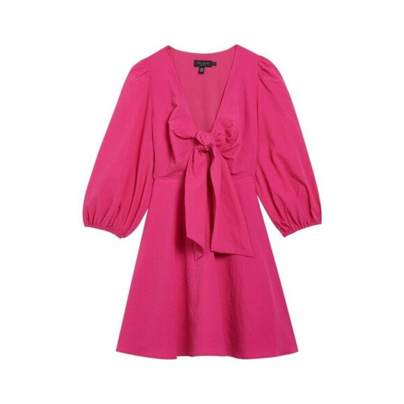 NWT Ted Baker London Jozelyn Seersucker Tie Front Mini Dress in Bright P… - Picture 8 of 10